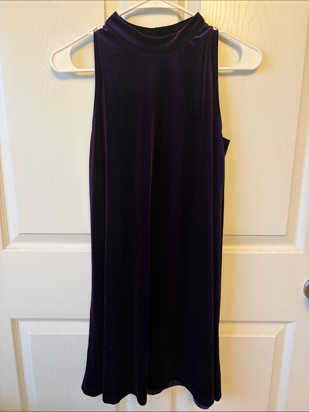 Annalee + Hope Sleeveless Velvet Mock Neck Dress in Deep Purple